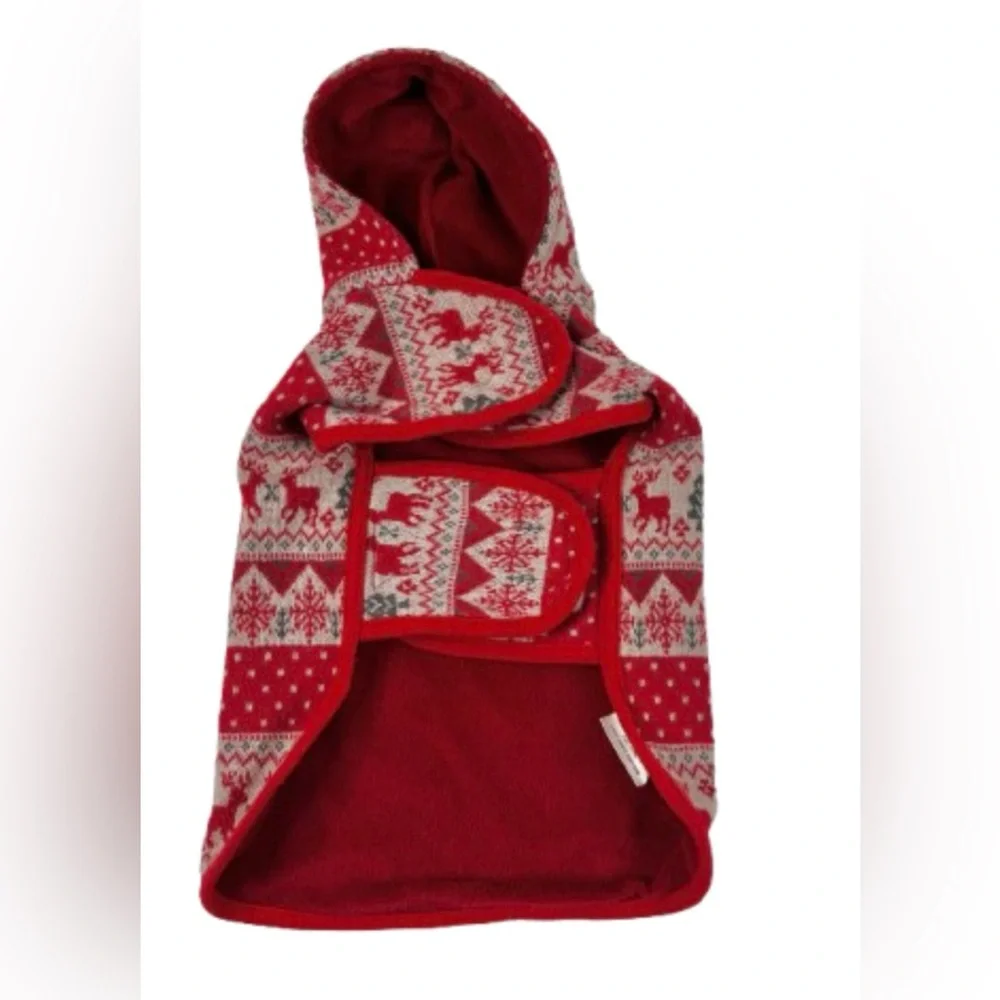 Red Festive Dog Sweater with Hood